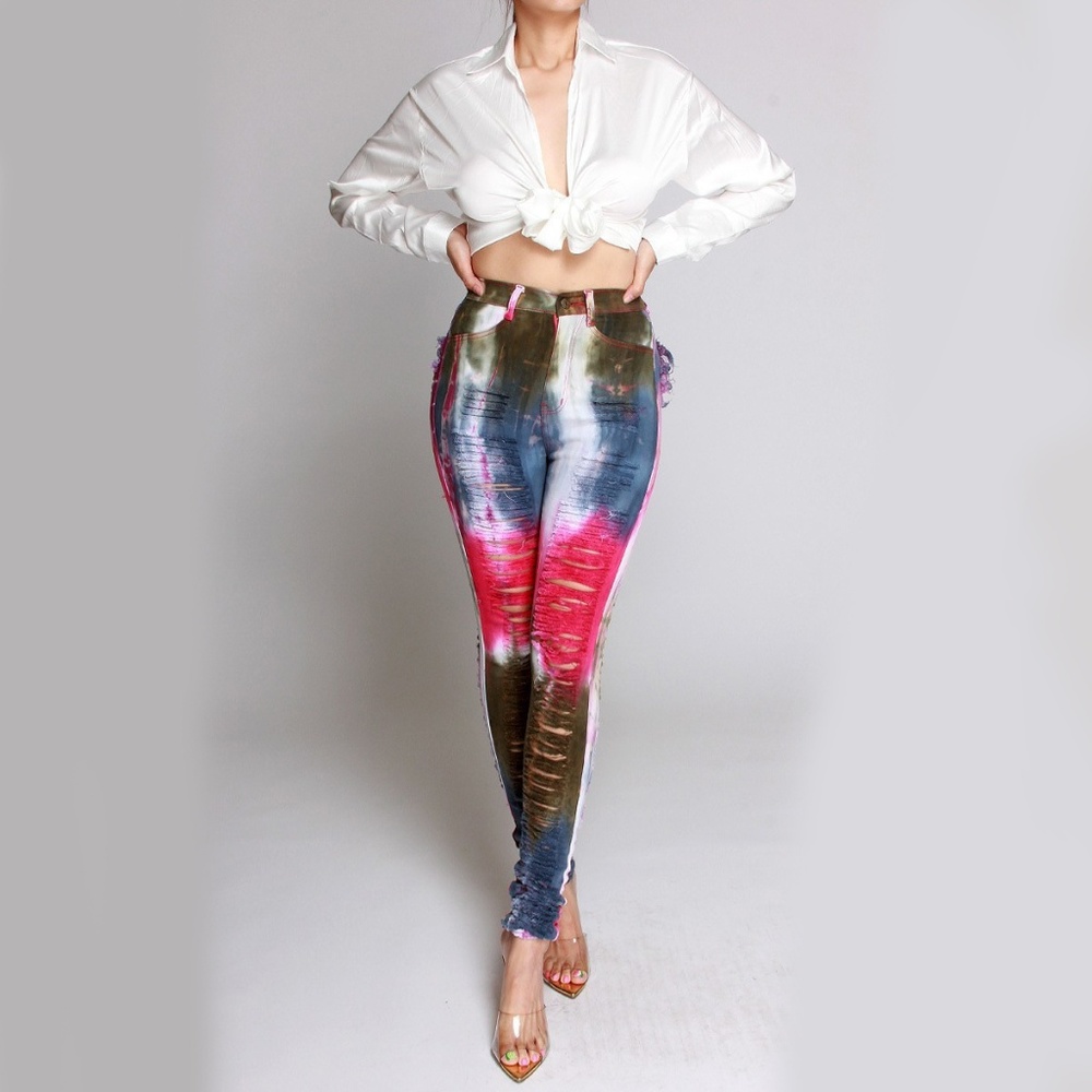 High Waist Destroyed Pants